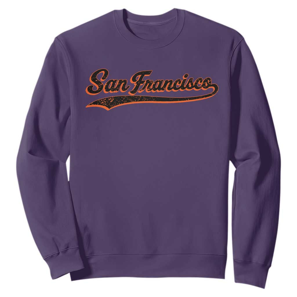 San Francisco Sports Script Retro Baseball Lovers Proud City Sweatshirt TS11 Purple Print Your Wear