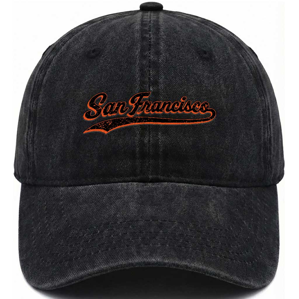 San Francisco Sports Script Retro Baseball Lovers Proud City Washed Cotton Baseball Cap TS11 Print Your Wear