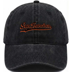 San Francisco Sports Script Retro Baseball Lovers Proud City Washed Cotton Baseball Cap TS11 Print Your Wear