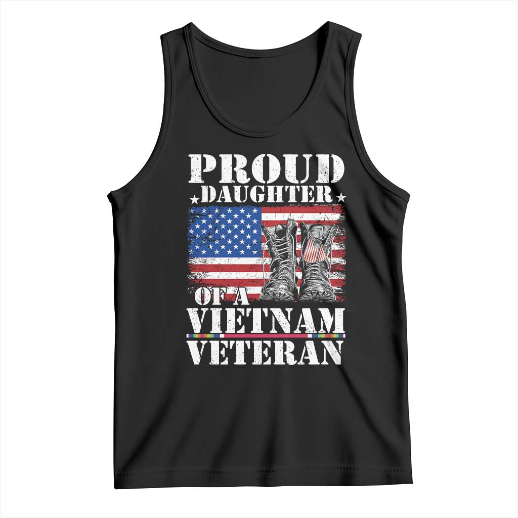 Proud Daughter Of A Vietnam Veteran Tank Top American Flag Army Boots TS11 Black Print Your Wear
