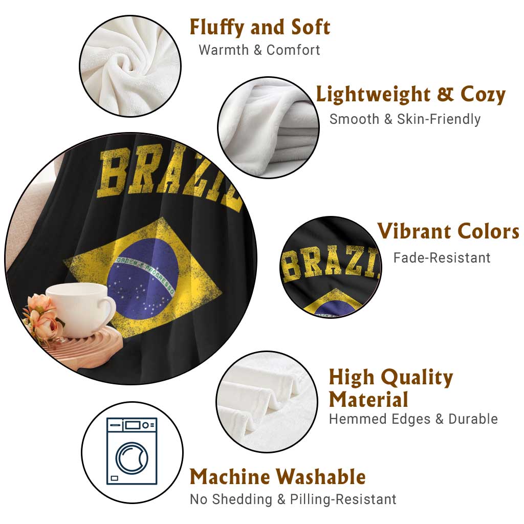 Vintage Brazil Flag Patriotic Brazilian Pride Throw Blanket TS11 Print Your Wear