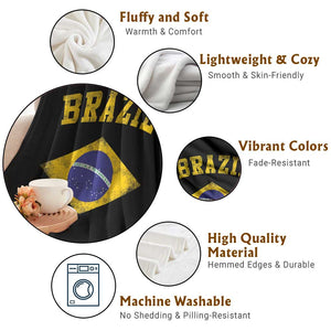 Vintage Brazil Flag Patriotic Brazilian Pride Throw Blanket TS11 Print Your Wear