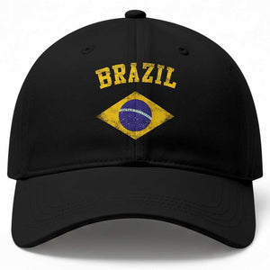 Vintage Brazil Flag Patriotic Brazilian Pride Baseball Cap TS11 Print Your Wear