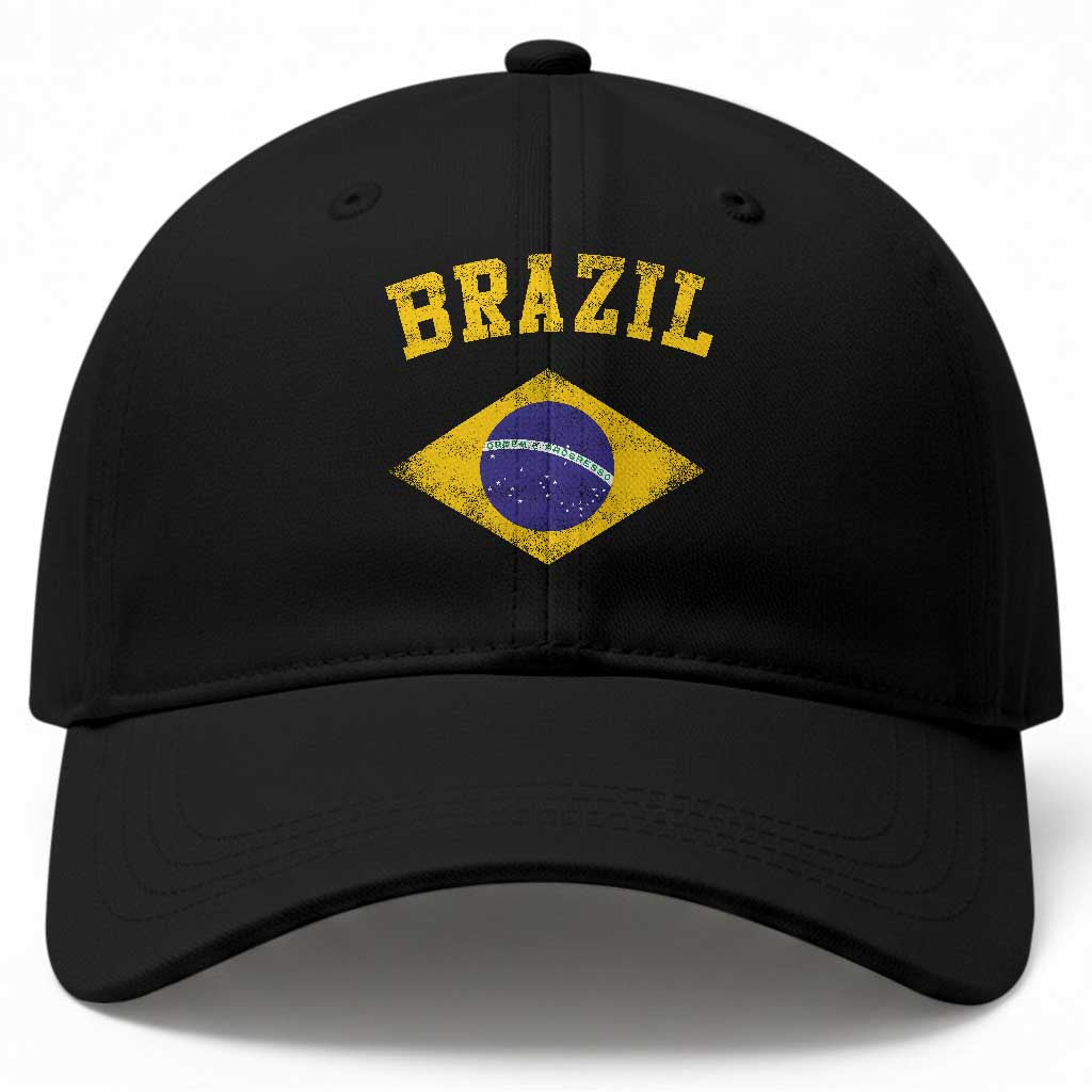 Vintage Brazil Flag Patriotic Brazilian Pride Baseball Cap TS11 Print Your Wear