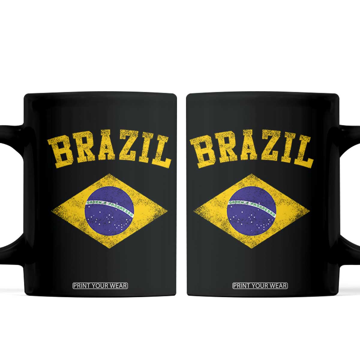 Vintage Brazil Flag Patriotic Brazilian Pride Coffee Mug TS11 Black Print Your Wear