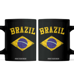 Vintage Brazil Flag Patriotic Brazilian Pride Coffee Mug TS11 Black Print Your Wear