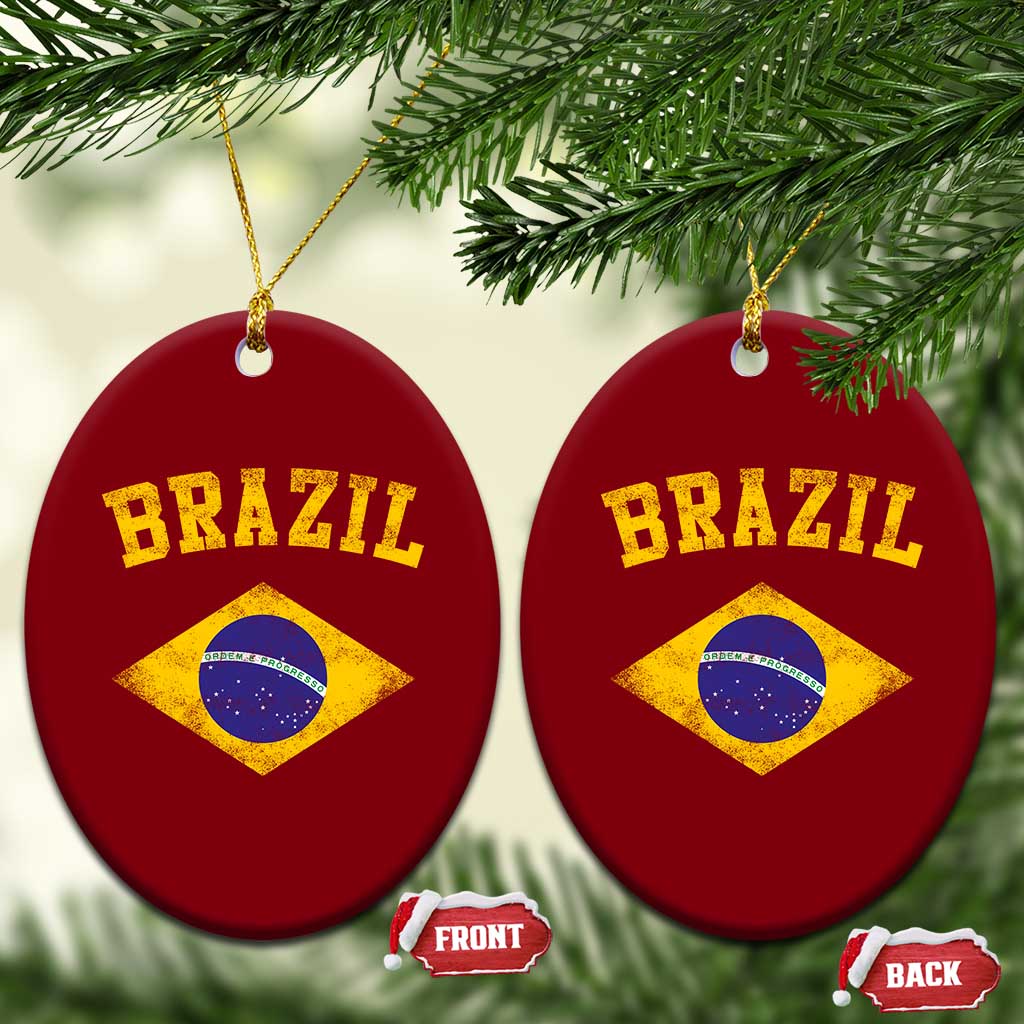 Vintage Brazil Flag Patriotic Brazilian Pride Ceramic Ornament TS11 Print Your Wear