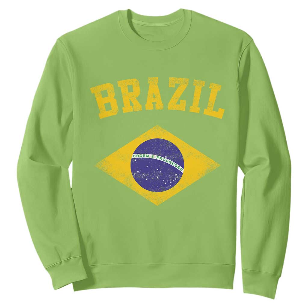 Vintage Brazil Flag Patriotic Brazilian Pride Sweatshirt TS11 Lime Print Your Wear