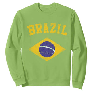 Vintage Brazil Flag Patriotic Brazilian Pride Sweatshirt TS11 Lime Print Your Wear