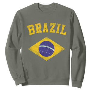 Vintage Brazil Flag Patriotic Brazilian Pride Sweatshirt TS11 Military Green Print Your Wear
