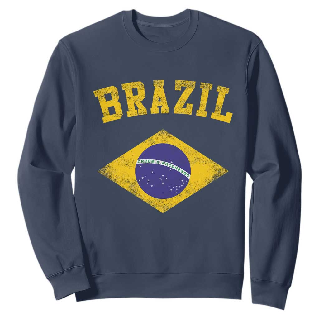 Vintage Brazil Flag Patriotic Brazilian Pride Sweatshirt TS11 Navy Print Your Wear