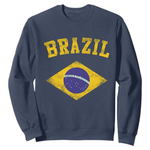Vintage Brazil Flag Patriotic Brazilian Pride Sweatshirt TS11 Navy Print Your Wear