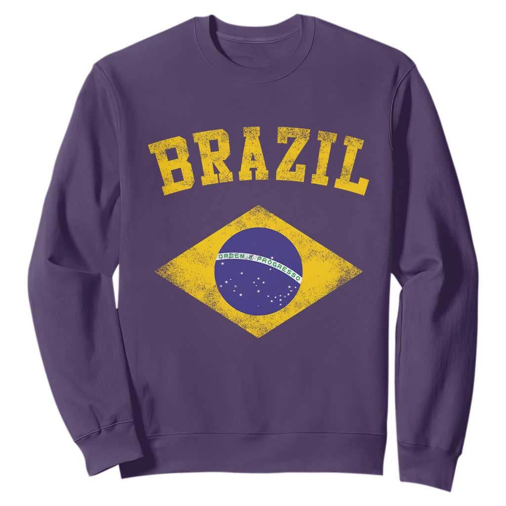 Vintage Brazil Flag Patriotic Brazilian Pride Sweatshirt TS11 Purple Print Your Wear