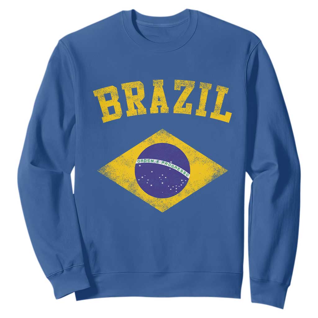 Vintage Brazil Flag Patriotic Brazilian Pride Sweatshirt TS11 Royal Blue Print Your Wear