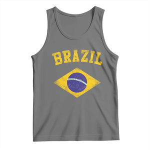 Vintage Brazil Flag Patriotic Brazilian Pride Tank Top TS11 Black Heather Print Your Wear
