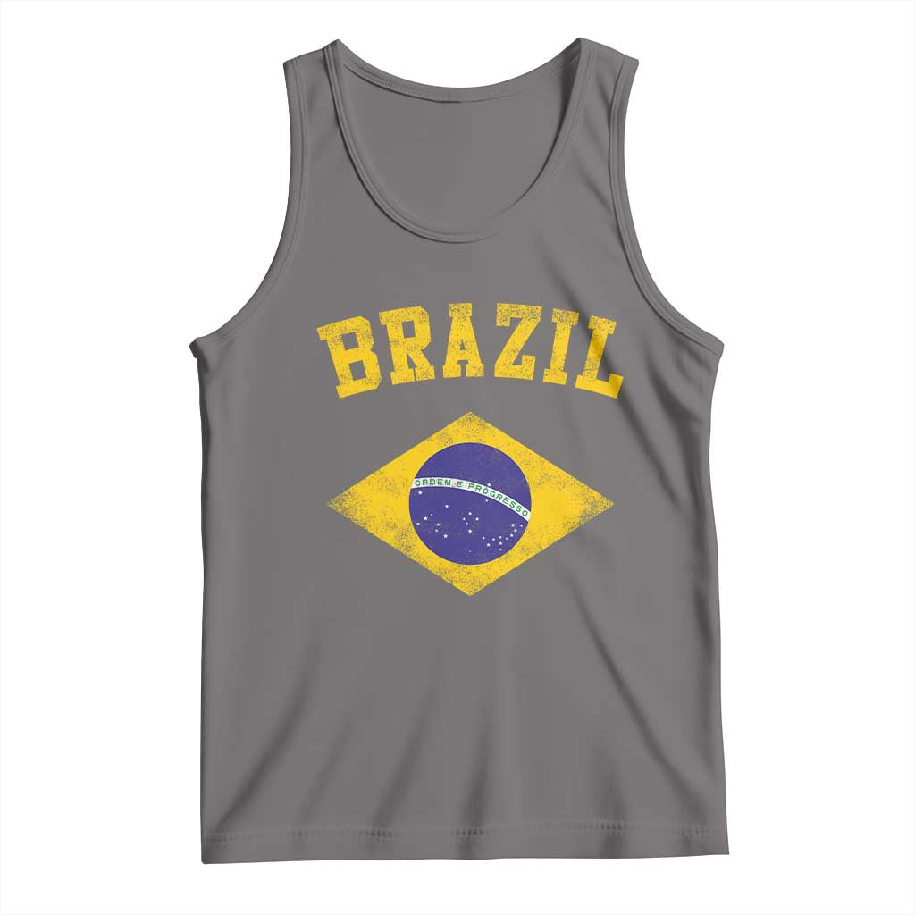 Vintage Brazil Flag Patriotic Brazilian Pride Tank Top TS11 Deep Heather Print Your Wear