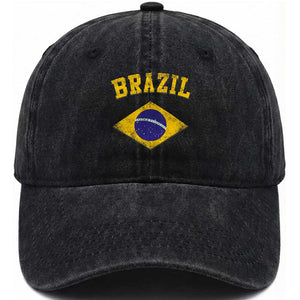 Vintage Brazil Flag Patriotic Brazilian Pride Washed Cotton Baseball Cap TS11 Print Your Wear