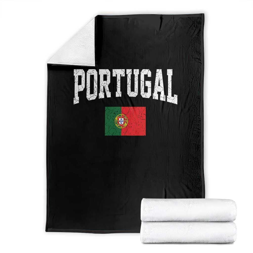 Vintage Portugal Flag Portuguese Pride Throwback Design Throw Blanket TS11 Black Print Your Wear