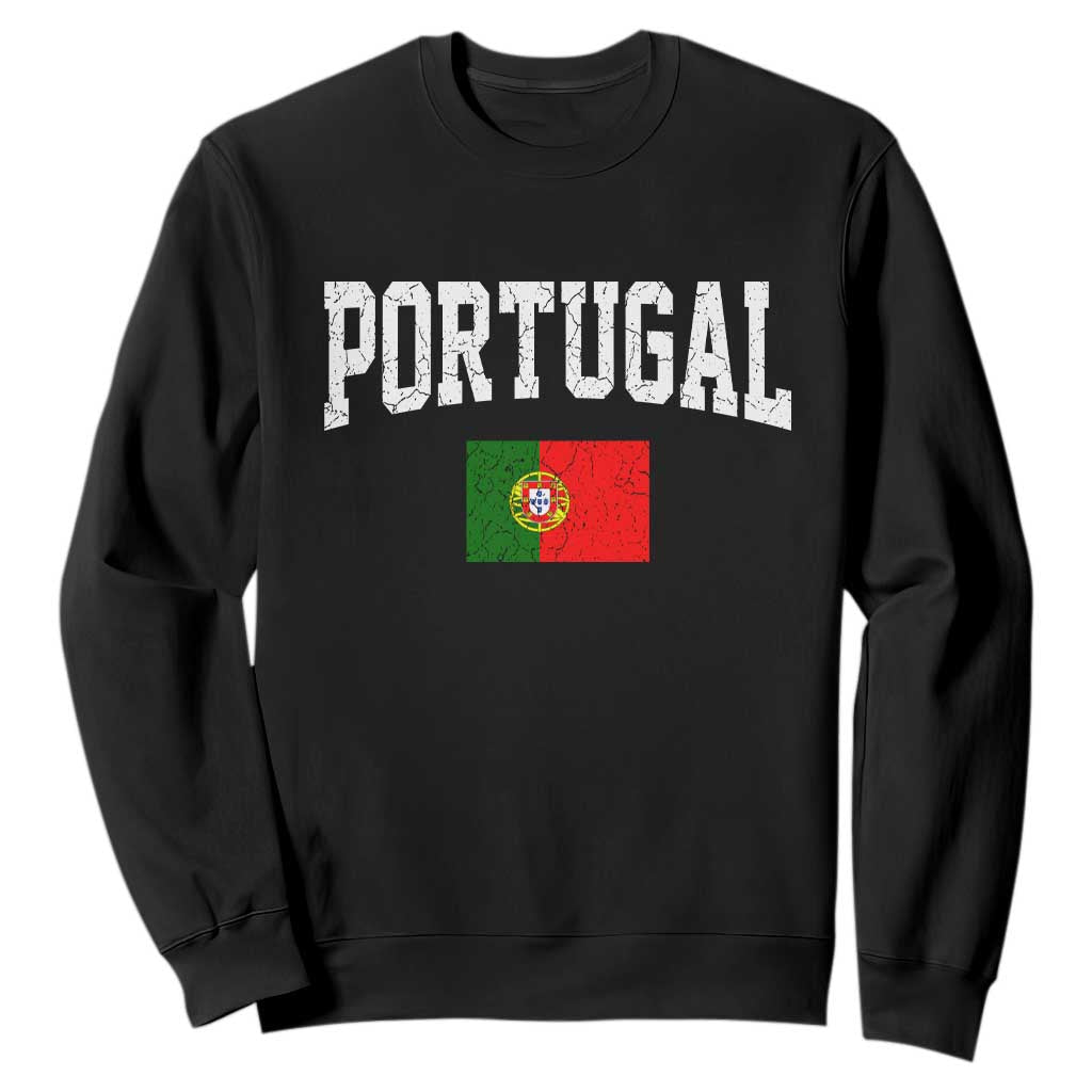 Vintage Portugal Flag Portuguese Pride Throwback Design Sweatshirt TS11 Black Print Your Wear