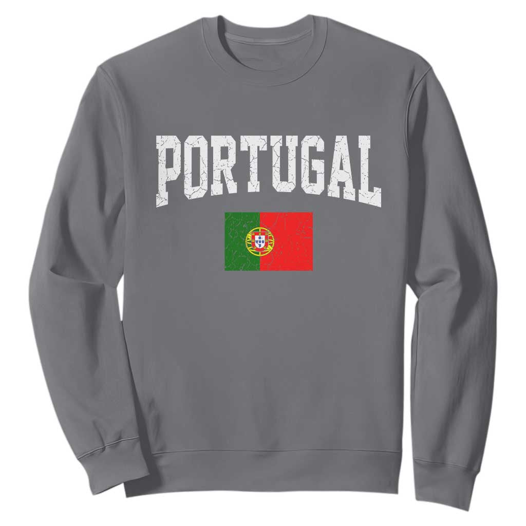 Vintage Portugal Flag Portuguese Pride Throwback Design Sweatshirt TS11 Charcoal Print Your Wear