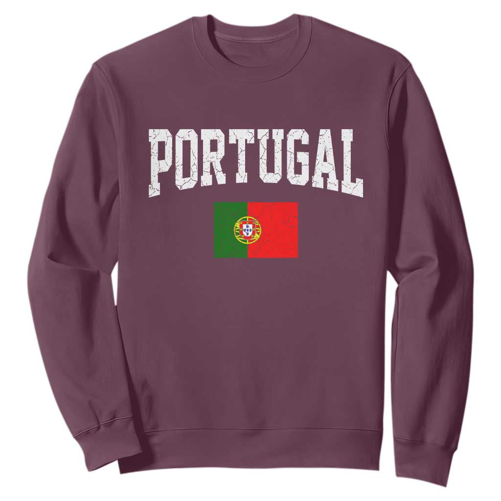 Vintage Portugal Flag Portuguese Pride Throwback Design Sweatshirt TS11 Maroon Print Your Wear
