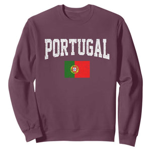 Vintage Portugal Flag Portuguese Pride Throwback Design Sweatshirt TS11 Maroon Print Your Wear