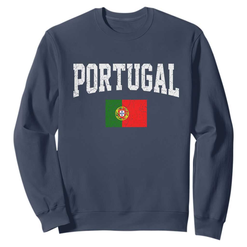 Vintage Portugal Flag Portuguese Pride Throwback Design Sweatshirt TS11 Navy Print Your Wear