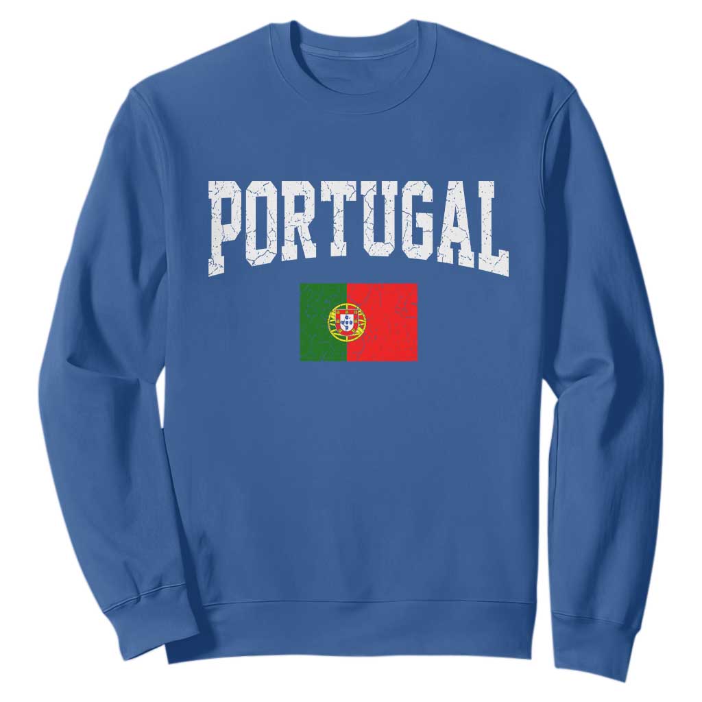 Vintage Portugal Flag Portuguese Pride Throwback Design Sweatshirt TS11 Royal Blue Print Your Wear