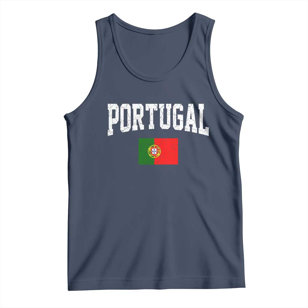 Vintage Portugal Flag Portuguese Pride Throwback Design Tank Top TS11 Navy Print Your Wear