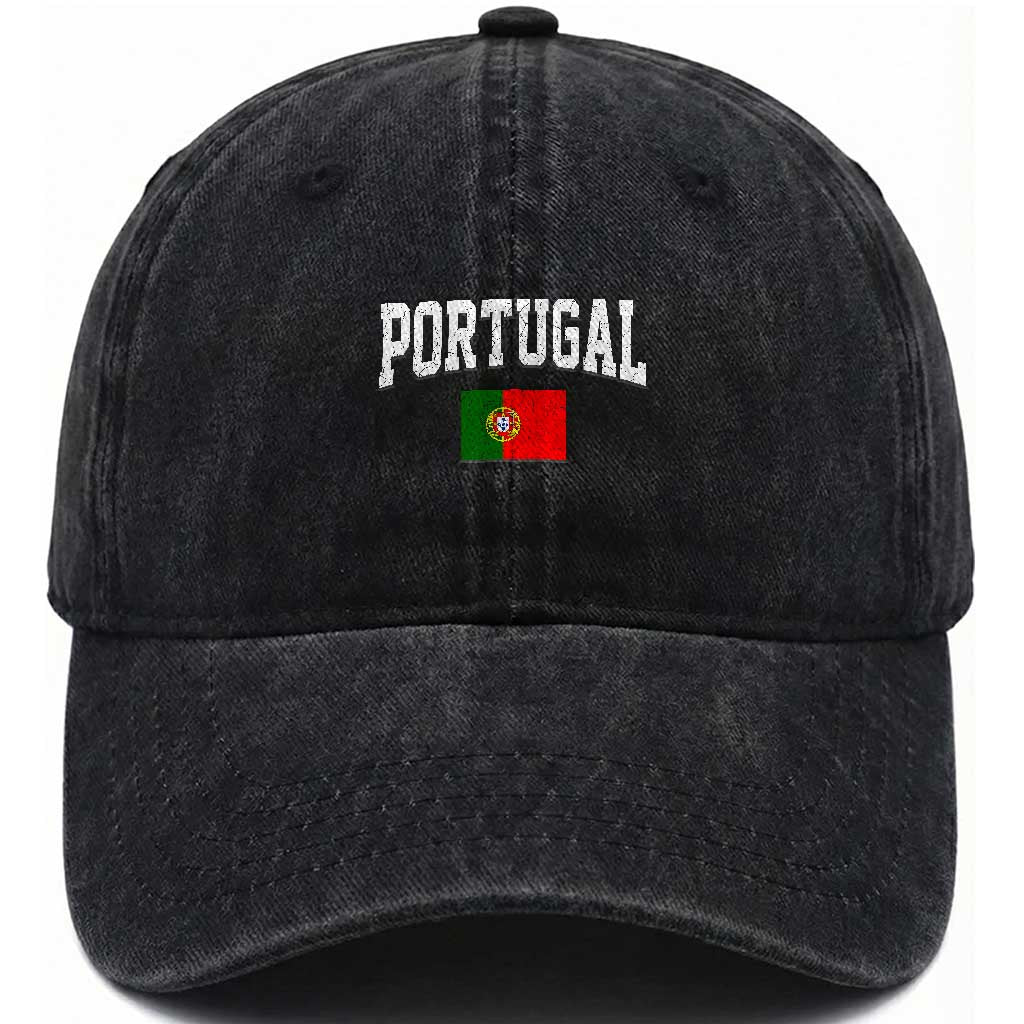 Vintage Portugal Flag Portuguese Pride Throwback Design Washed Cotton Baseball Cap TS11 Print Your Wear