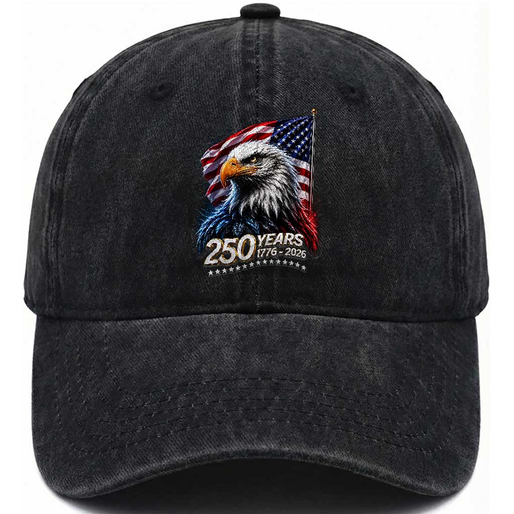 250 Years USA 250th Anniversary Washed Cotton Baseball Cap Patriotic Eagle 4th of July TS11 Print Your Wear