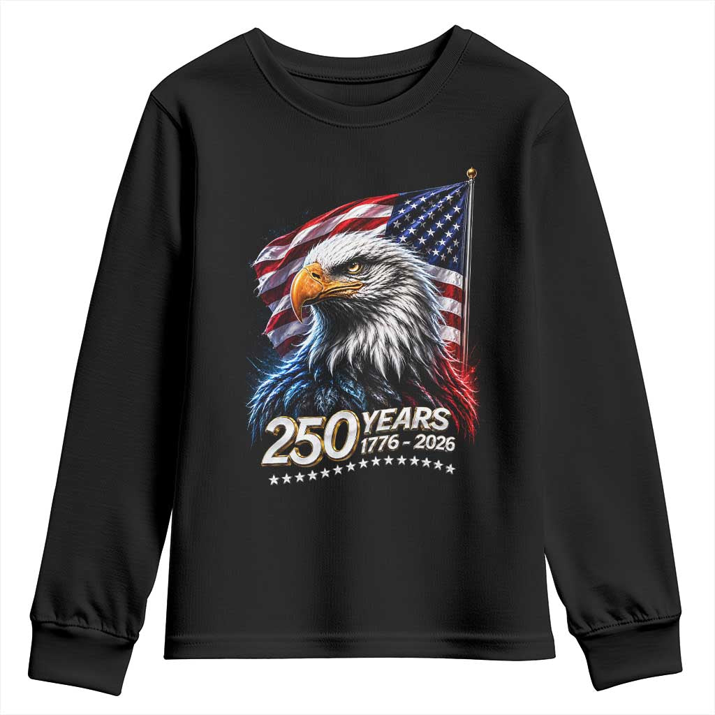 250 Years USA 250th Anniversary Youth Sweatshirt Patriotic Eagle 4th of July TS11 Black Print Your Wear