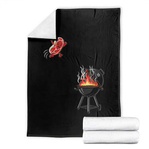 Funny BBQ Steak Meme Cute Meat Jumping Into Grill Throw Blanket TS11 Black Print Your Wear