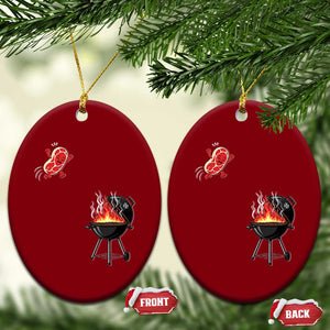Funny BBQ Steak Meme Cute Meat Jumping Into Grill Ceramic Ornament TS11 Print Your Wear