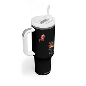 Funny BBQ Steak Meme Cute Meat Jumping Into Grill Tumbler With Handle TS11 Print Your Wear