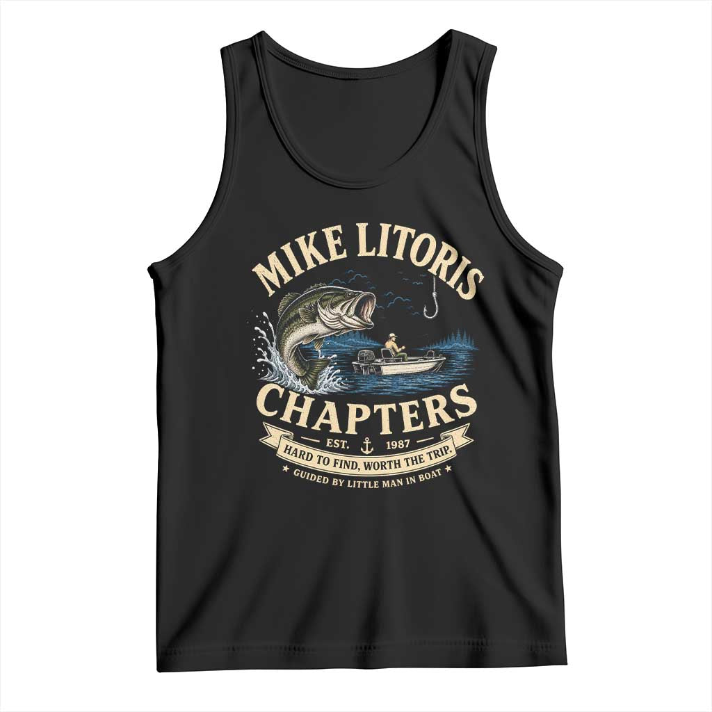 Mike Litoris Chapters Funny Fishing Adult Humor Tank Top Innuendo Joke Gag Gifts