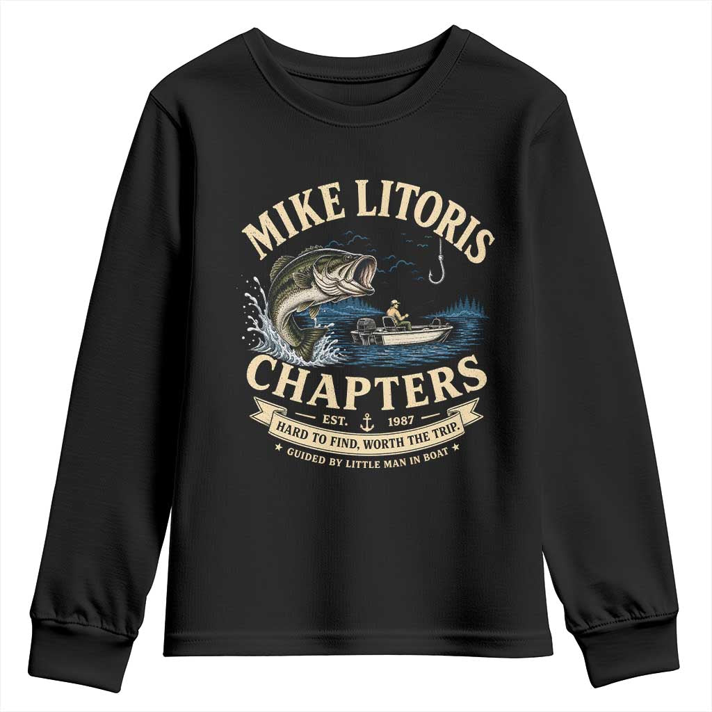 Mike Litoris Chapters Funny Fishing Adult Humor Youth Sweatshirt Innuendo Joke Gag Gifts