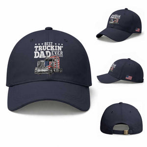 Best Truckin Dad Ever Baseball Cap Funny Rig Trucker Fathers Day TS11 Baseball Cap Universal Fit Navy Print Your Wear
