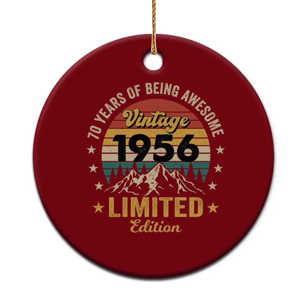 70th Birthday Ceramic Ornament Vintage 1956 Limited Edition Retro 70 Years Of Being Awesome Mountain TS11 1pc Red Print Your Wear