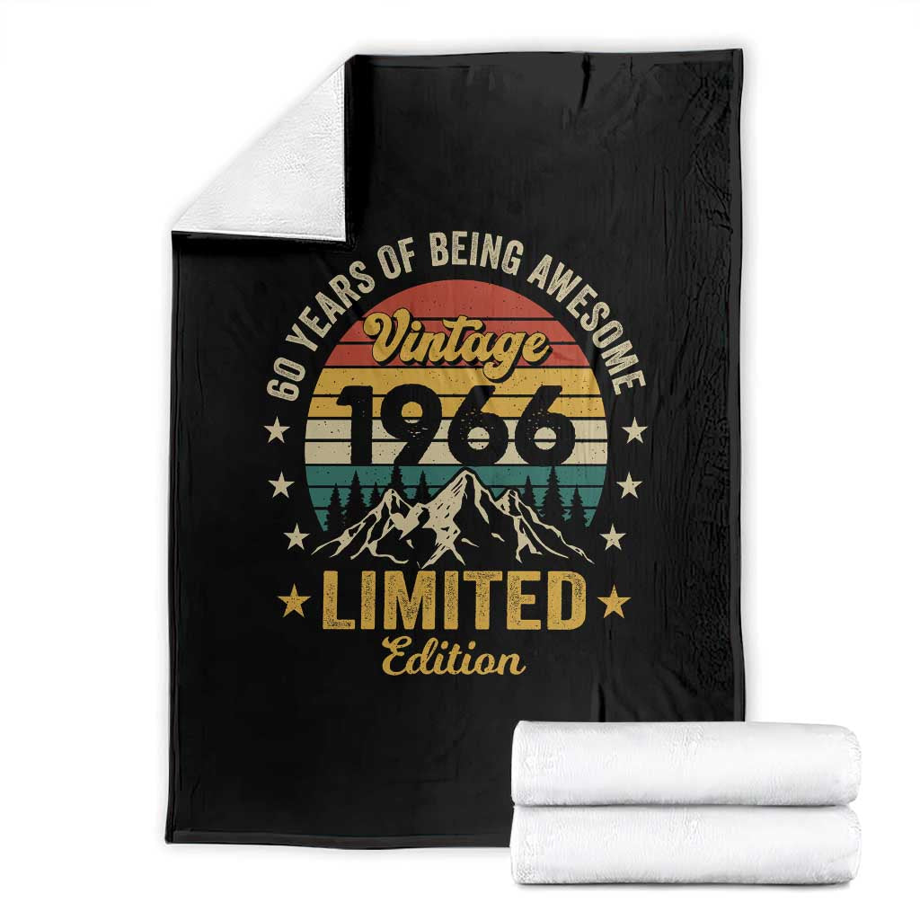 60th Birthday Throw Blanket Vintage 1966 Limited Edition Retro 60 Years Of Being Awesome Mountain TS11 Black Print Your Wear