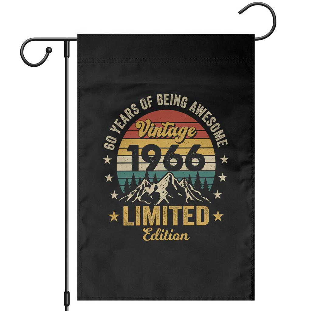 60th Birthday Garden Flag Vintage 1966 Limited Edition Retro 60 Years Of Being Awesome Mountain TS11 Black Print Your Wear