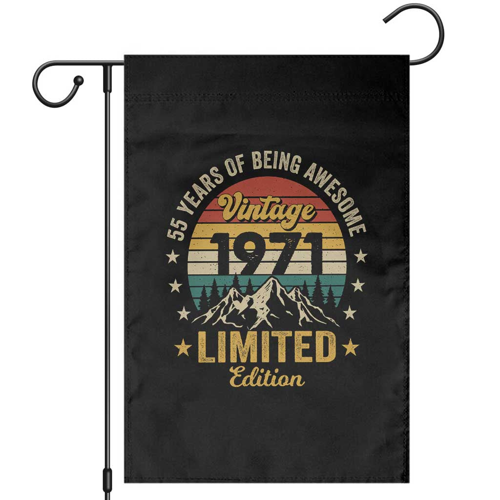 55th Birthday Garden Flag Vintage 1971 Limited Edition Retro 55 Years Of Being Awesome Mountain TS11 Black Print Your Wear