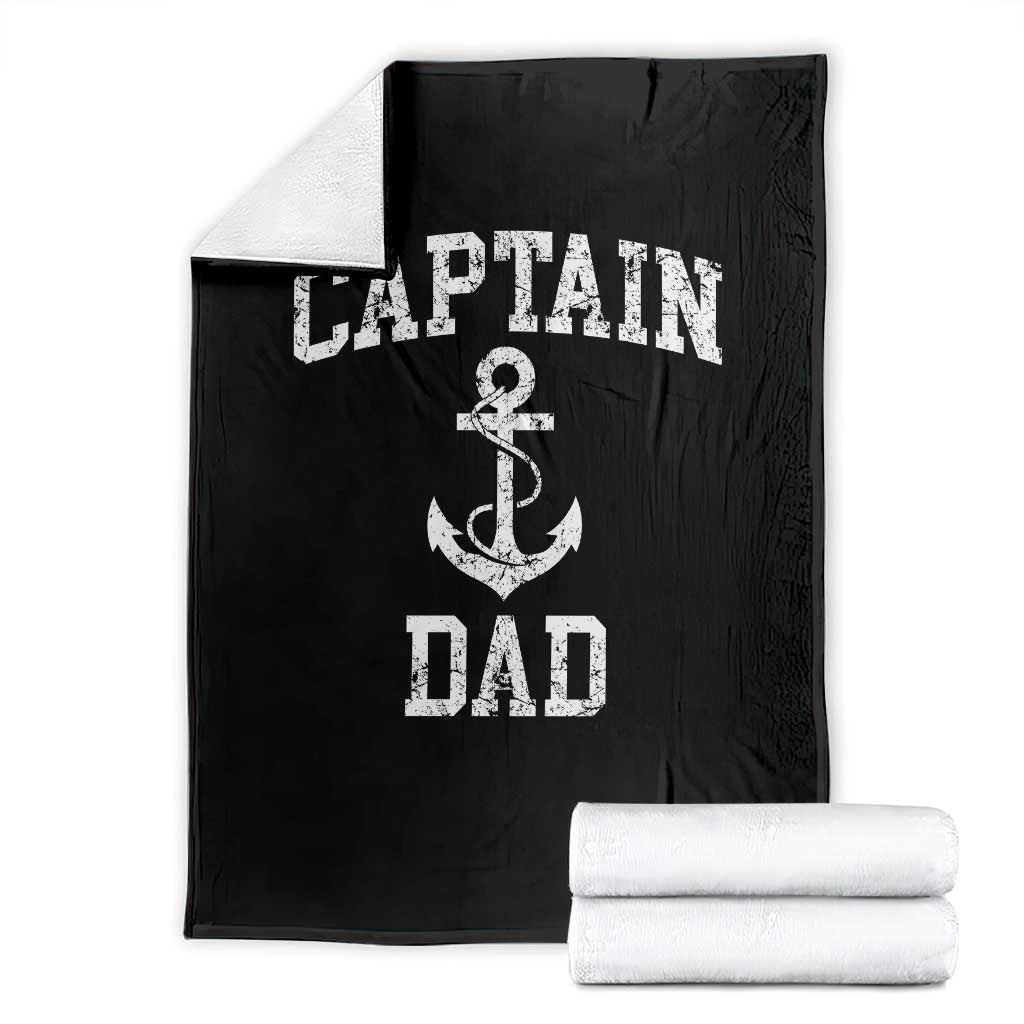 Captain Dad Throw Blanket Boat Pontoon Father Fishing Sailor TS11 Black Print Your Wear
