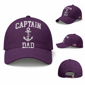 Captain Dad Baseball Cap Boat Pontoon Father Fishing Sailor TS11 Baseball Cap Universal Fit Purple Print Your Wear