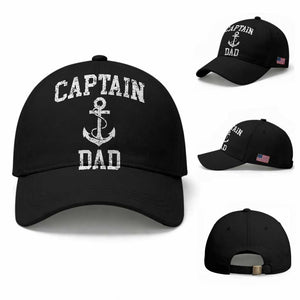 Captain Dad Baseball Cap Boat Pontoon Father Fishing Sailor TS11 Baseball Cap Universal Fit Black Print Your Wear