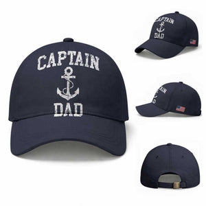 Captain Dad Baseball Cap Boat Pontoon Father Fishing Sailor TS11 Baseball Cap Universal Fit Navy Print Your Wear