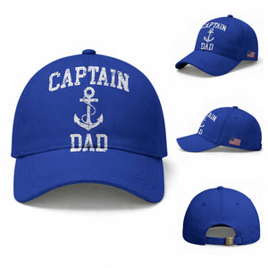 Captain Dad Baseball Cap Boat Pontoon Father Fishing Sailor TS11 Baseball Cap Universal Fit Royal Blue Print Your Wear