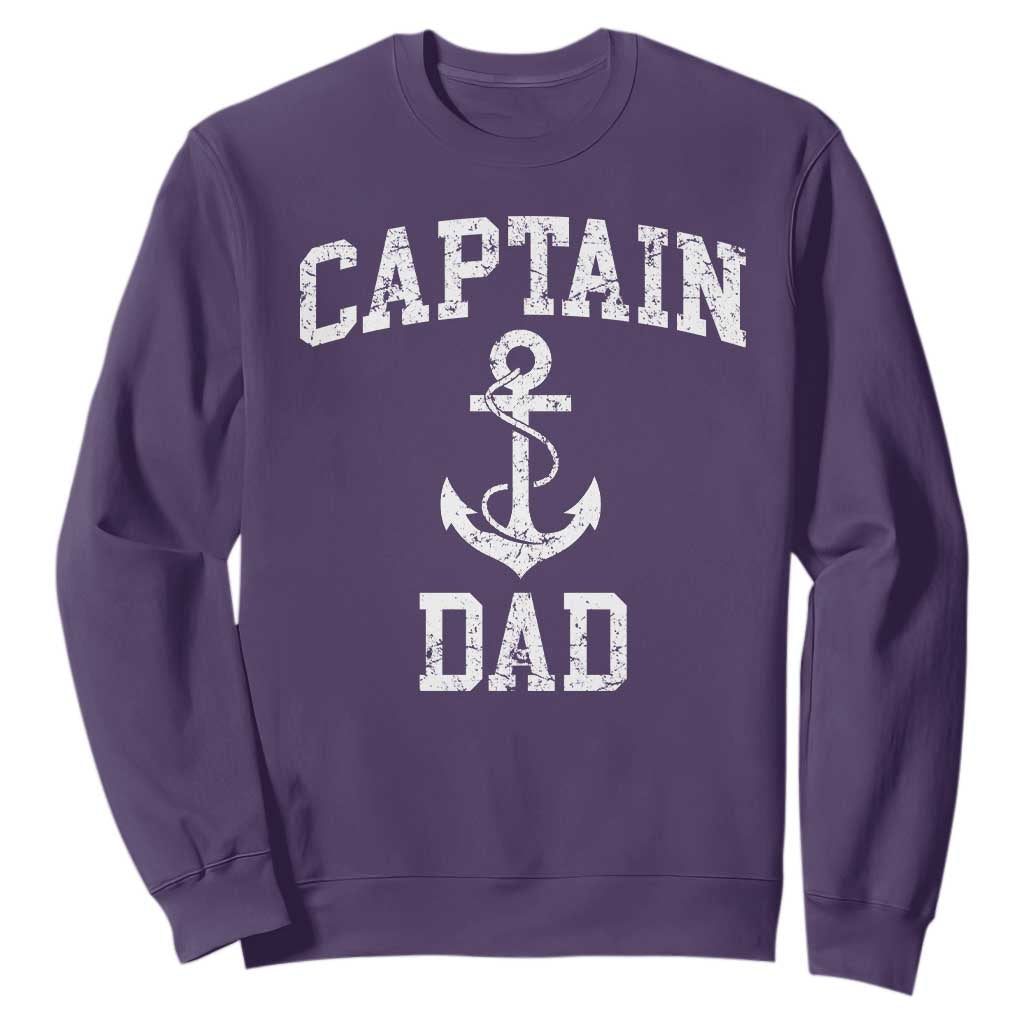 Captain Dad Sweatshirt Boat Pontoon Father Fishing Sailor TS11 Purple Print Your Wear