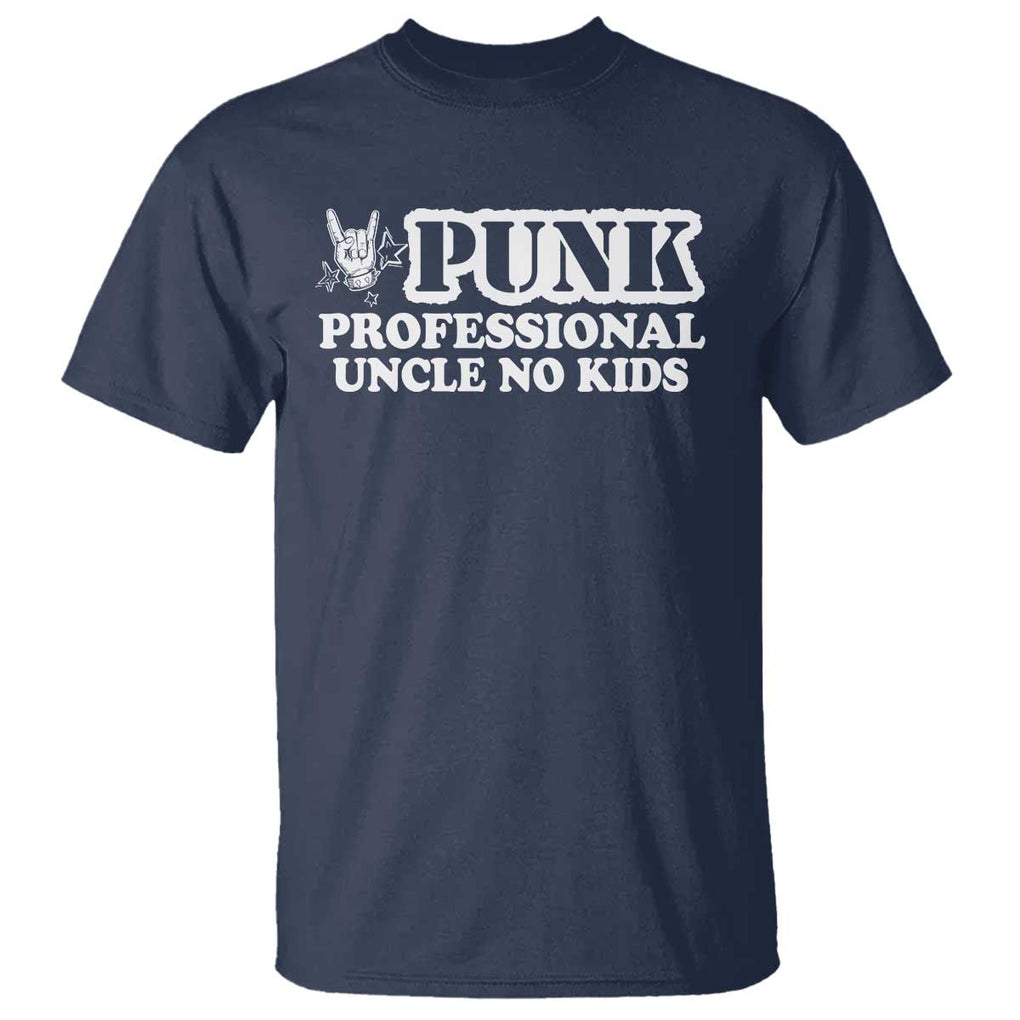 Funny Uncle T Shirt Professional Uncle No Kids Rock Hand Sign TS11 Navy Print Your Wear