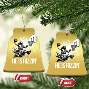 Funny Jesus Basketball Christmas Ornament He Is Rizzin Sport Player Meme TS11 Bell Flake Gold Print Your Wear